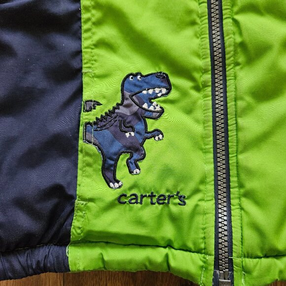 Carter's 3T Boys Blue and Green Dinosaur Winter Jacket - Picture 4 of 5